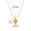 Gold Plated Stainless Steel Cross Chain Necklace With Heart And Insect Pendant Modern Minimalist Unisex Jewelry