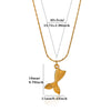 Gold Plated Stainless Steel Cross Chain Necklace With Heart And Insect Pendant Modern Minimalist Unisex Jewelry