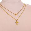 Gold Plated Stainless Steel Cross Necklace With Small Bead Chain Geometric Pendant Niche Style Jewelry For Women And Men