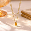 Gold Plated Stainless Steel Cross Necklace With Small Bead Chain Geometric Pendant Niche Style Jewelry For Women And Men
