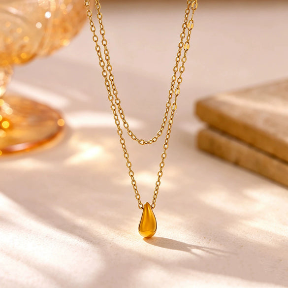 Gold Plated Stainless Steel Cross Necklace With Small Bead Chain Geometric Pendant Niche Style Jewelry For Women And Men