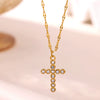 Gold Plated Stainless Steel Cross Necklace With Small Bead Chain Geometric Pendant Niche Style Jewelry For Women And Men