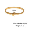 Gold Plated Stainless Steel Dolphin Bracelet With Buckle Clasp And Diamond Inlay Colorfast Modern Minimalist Animal Jewelry