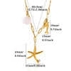 Gold Plated Stainless Steel Faux Pearl Seashell Coral Starfish Pendant Necklace For Women With Tassel Chain