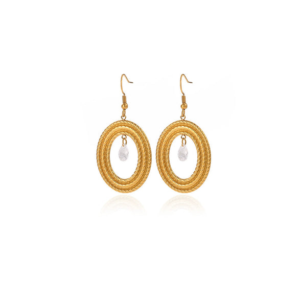 Gold Plated Stainless Steel Flower Drop Earrings For Women With Long Tassel Design Pearl And Zircon Accents Minimalist Style