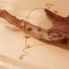 Gold Plated Stainless Steel Flower Tassel Necklace With Electroplating Process For Women