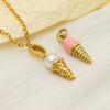 Gold Plated Stainless Steel Ice Cream Pendant Charm With Vacuum Plating For Diy Bracelets And Necklaces Cute Sweet Food Design