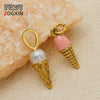 Gold Plated Stainless Steel Ice Cream Pendant Charm With Vacuum Plating For Diy Bracelets And Necklaces Cute Sweet Food Design