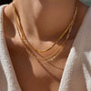 Gold Plated Stainless Steel Minimalist Geometric Necklace Chain Pendant Accessories With Electroplating