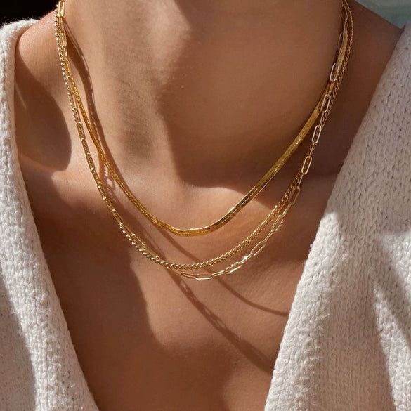 Gold Plated Stainless Steel Minimalist Geometric Necklace Chain Pendant Accessories With Electroplating
