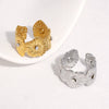 Gold Plated Stainless Steel Open Ring For Women With Rhinestone Flower Design Simple Elegant Non Fading Jewelry Accessory