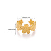 Gold Plated Stainless Steel Open Ring With Retro Geometric Shell And Line Design Minimalist Unisex Fashion Jewelry