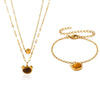 Gold Plated Stainless Steel Panda Pendant Necklace And Bracelet Set Retro Animal Jewelry With Layered Chain Design For Women