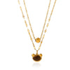 Gold Plated Stainless Steel Panda Pendant Necklace And Bracelet Set Retro Animal Jewelry With Layered Chain Design For Women