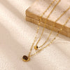 Gold Plated Stainless Steel Panda Pendant Necklace And Bracelet Set Retro Animal Jewelry With Layered Chain Design For Women