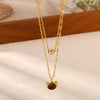 Gold Plated Stainless Steel Panda Pendant Necklace And Bracelet Set Retro Animal Jewelry With Layered Chain Design For Women