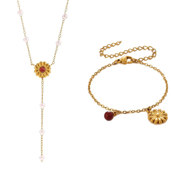 Gold Plated Stainless Steel Panda Pendant Necklace And Bracelet Set Retro Animal Jewelry With Layered Chain Design For Women