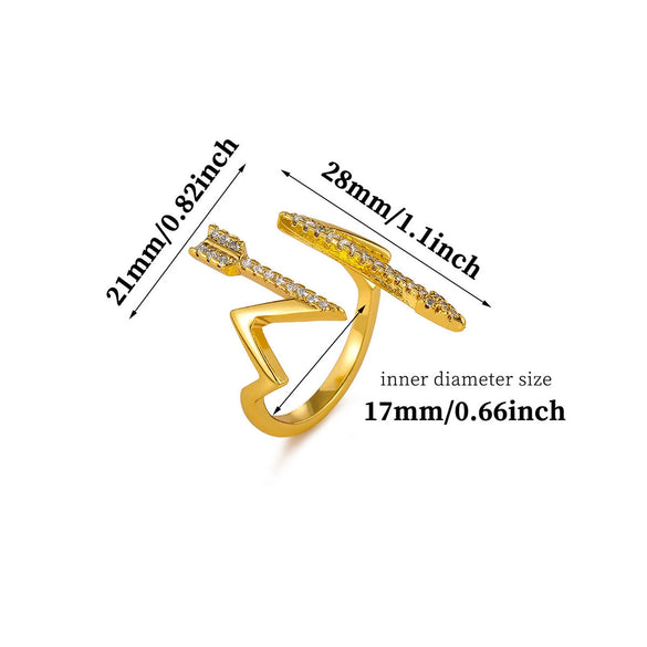 Gold Plated Stainless Steel Peace Dove Open Ring With Bird Wing Design Unisex Animal Jewelry