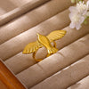 Gold Plated Stainless Steel Peace Dove Open Ring With Bird Wing Design Unisex Animal Jewelry