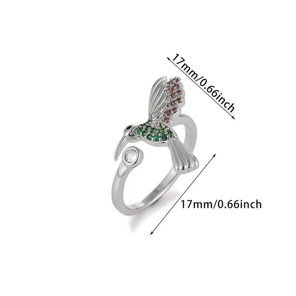 Gold Plated Stainless Steel Peace Dove Open Ring With Bird Wing Design Unisex Animal Jewelry