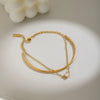 Gold Plated Stainless Steel Round Zircon Bracelet For Women Minimalist Geometric Vacuum Electroplated Jewelry