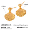Gold Plated Stainless Steel Shell Earrings With Steel Balls And Geometric Design Electroplating Treatment