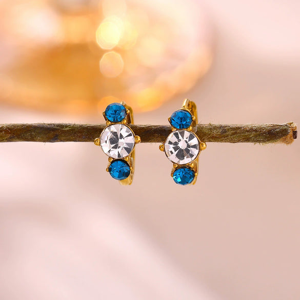 Gold Plated Stainless Steel Star Earrings With Rhinestone Sun Moon Heart Rose And Pearl Details For Women