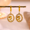 Gold Plated Stainless Steel Star Earrings With Rhinestone Sun Moon Heart Rose And Pearl Details For Women