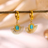 Gold Plated Stainless Steel Star Earrings With Rhinestone Sun Moon Heart Rose And Pearl Details For Women
