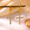 Gold Plated Stainless Steel Star Earrings With Rhinestone Sun Moon Heart Rose And Pearl Details For Women