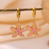 Gold Plated Stainless Steel Starfish Earrings With Enamel Detail Cute Niche Style Pendant Jewelry For Women And Men Wholesale