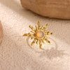 Gold Plated Stainless Steel Sunstone And Moonstone Open Ring Adjustable Unisex Jewelry With A Retro Natural Style