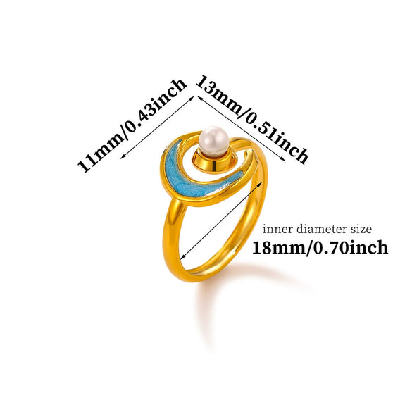 Gold Plated Stainless Steel Sunstone And Moonstone Open Ring Adjustable Unisex Jewelry With A Retro Natural Style