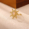 Gold Plated Stainless Steel Sunstone And Moonstone Open Ring Adjustable Unisex Jewelry With A Retro Natural Style