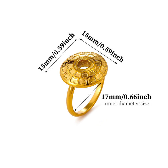 Gold Plated Stainless Steel Sunstone And Moonstone Open Ring Adjustable Unisex Jewelry With A Retro Natural Style