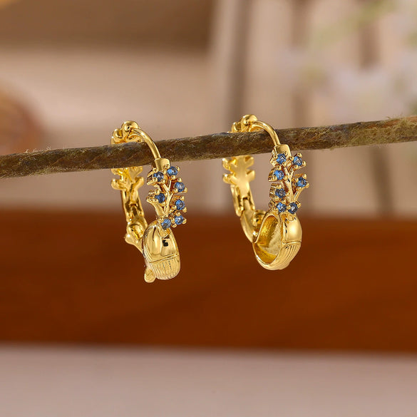 Gold Plated Stainless Steel Zirconia Octopus Starfish And Shell Dangle Earrings With Threedimensional Pendant Design For Women