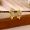 Gold Plated Stainless Steel Zirconia Octopus Starfish And Shell Dangle Earrings With Threedimensional Pendant Design For Women