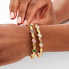 Gold Plated Stainless Steel Zirconset Oval Bangle Bracelet For Women Simple Stylish Jewelry