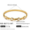 Gold Plated Stainless Steel Zirconset Oval Bangle Bracelet For Women Simple Stylish Jewelry