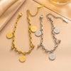 Gold Plated Titanium Steel Geometric Pendant Bracelet For Women With Hip Hop Inspired Temperament Style