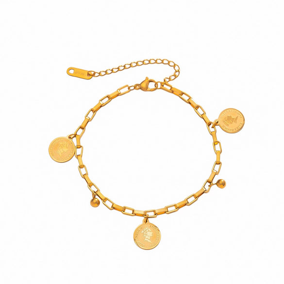 Gold Plated Titanium Steel Geometric Pendant Bracelet For Women With Hip Hop Inspired Temperament Style