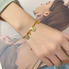 Gold Plated Titanium Steel Geometric Pendant Bracelet For Women With Hip Hop Inspired Temperament Style