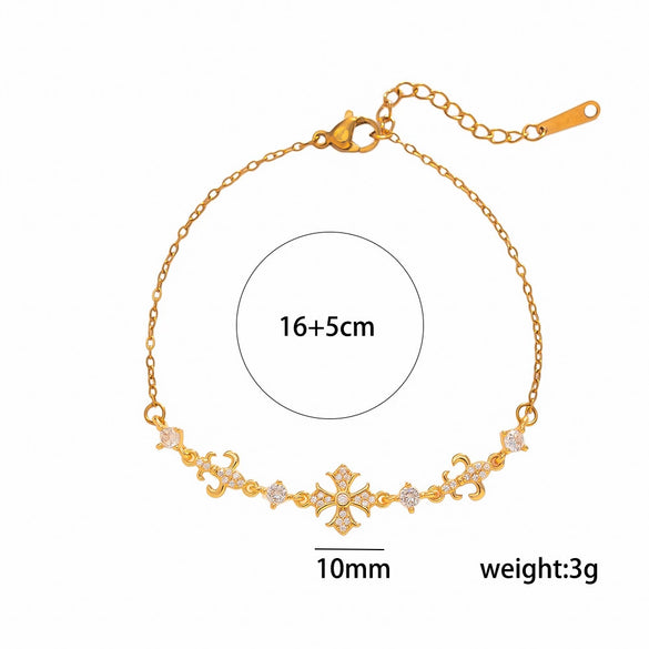 Gold Plated Titanium Steel Heart Bracelet With Copper Accents Light Luxury Stylish Jewelry For Women