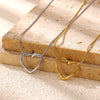 Gold Plated Titanium Steel Hollow Heart Pendant Snake Chain Necklace For Women Minimalist Versatile Jewelry Design