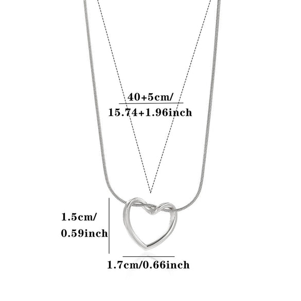 Gold Plated Titanium Steel Hollow Heart Pendant Snake Chain Necklace For Women Minimalist Versatile Jewelry Design