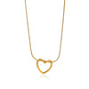 Gold Plated Titanium Steel Hollow Heart Pendant Snake Chain Necklace For Women Minimalist Versatile Jewelry Design