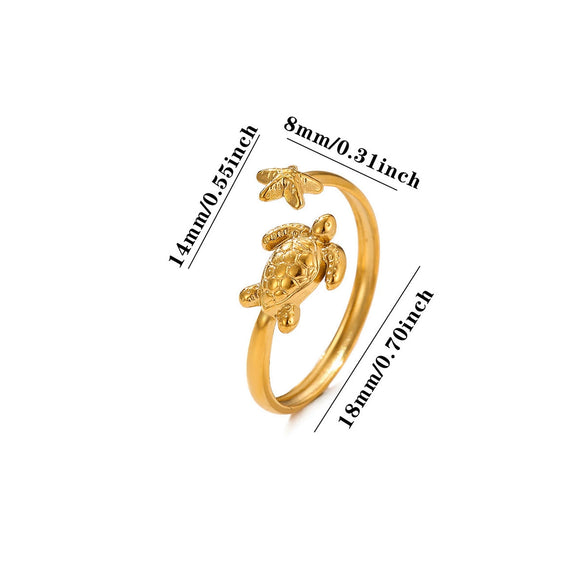 Gold Plated Titanium Steel Open Ring With Colorful Tassel Seashell Tropical Fish Starfish And Pearl Inspired Details For Women
