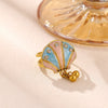 Gold Plated Titanium Steel Open Ring With Colorful Tassel Seashell Tropical Fish Starfish And Pearl Inspired Details For Women