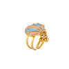 Gold Plated Titanium Steel Open Ring With Colorful Tassel Seashell Tropical Fish Starfish And Pearl Inspired Details For Women