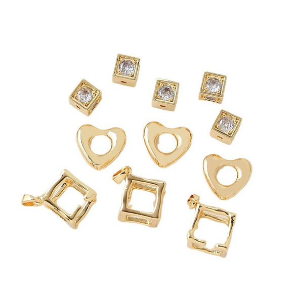 Gold Plated Zircon Bead Pendant Bracelet Diy Handmade Jewelry